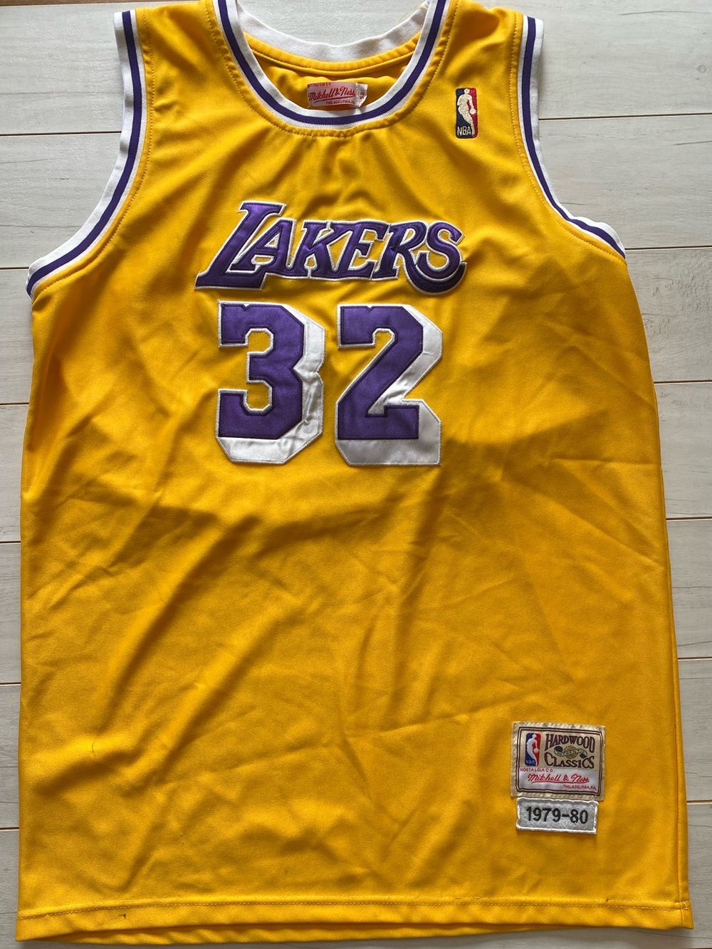 Mitchell & Ness NBA #32 MAGIC JOHNSON Lakers Jersey - Gold Purple & White Sz 52